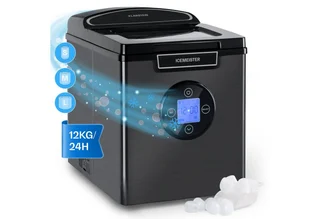 Eiswürfelmaschine Klein, 1,8 L Eiswürfelbereiter, Eiswürfelmaschine für 12 kg Große & Kleine Eiswürfel, Mini-Eiswürfelmaschine mit LED-Display,