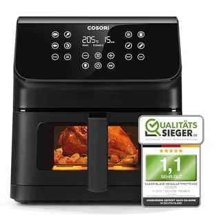 Heißluftfritteuse Airfryer, 12-in-1 Air Fryer XXL 6,2L, Heissluftfritteuse mit Sichtfenster & Shake-Reminder, 80 Rezepte, 55 Prozent energiesparend,