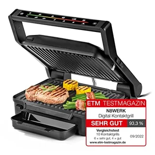 Digital-Kontakt-Grill in der Midnight Edition | 6 Grill-Programme | 2000W | Touch-Display mit LED-Farbcountdown | abnehmbare Grillplatten |