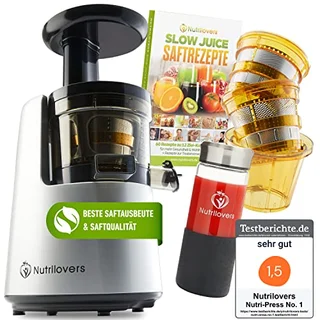 NUTRI-PRESS NO.1 Slow Juicer Profi Entsafter Max Saftausbeute 3 Siebe Saft, Smoothie, Frucht-Eis Sehr leise, BPA-Frei - Entsafter elektrisch