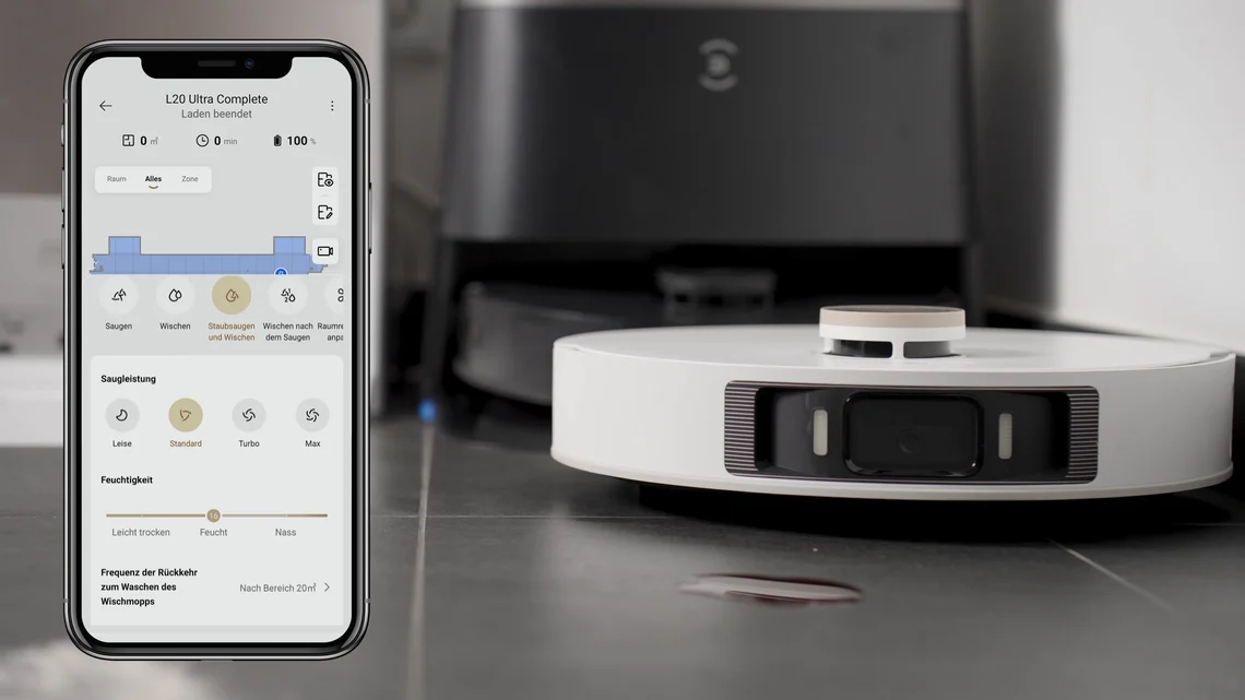 Die Reinigungseinstellungen finden sich in der App.